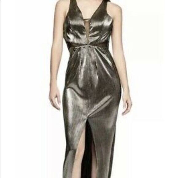 BCBG max dress maxi size 8 women v-neck gold prom wedding A000283 - Picture 2 of 9